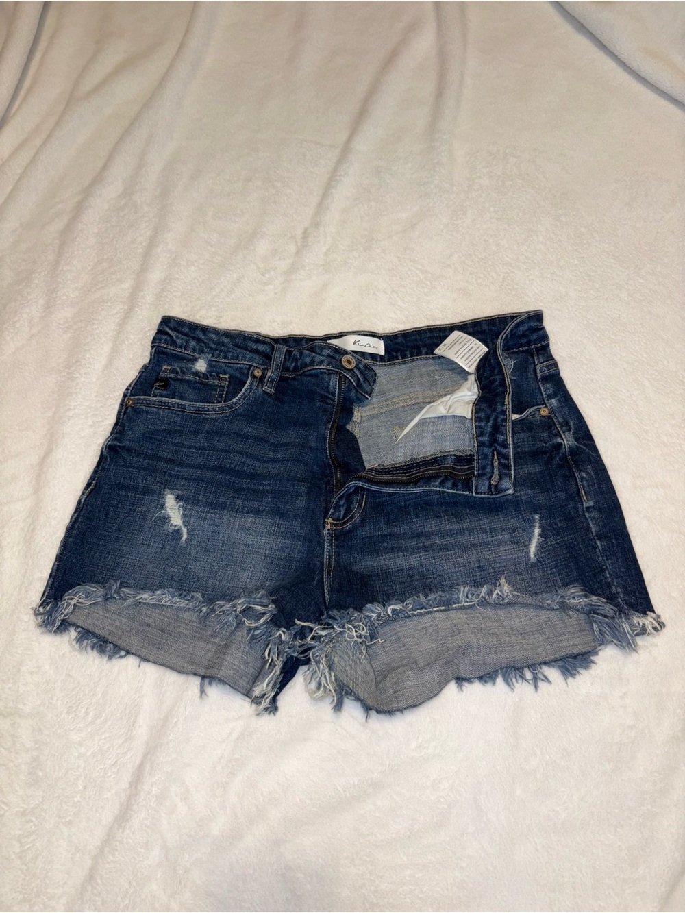 KanCan Dark Blue Distressed Denim Cutoff Shorts
